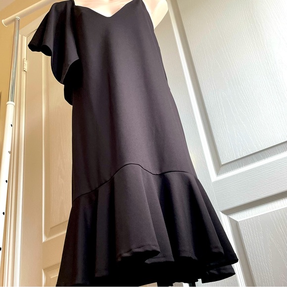 🌸3 for $30 ZARA  Black Dress Midi sleeveless V neckline Size S spaghetti  ru… - Picture 4 of 16